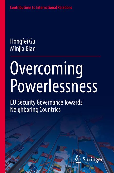 „Overcoming Powerlessness“ von Hongfei Gu und Minjia Bian, Thema: EU-Sicherheitsgovernance. Unten: viele wehende Flaggen.