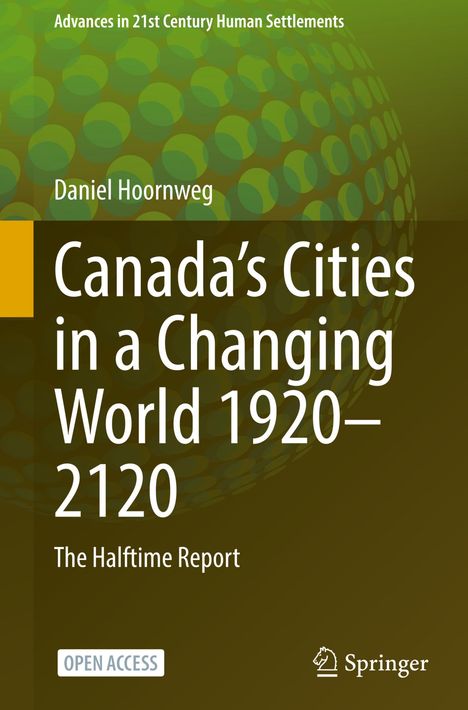 Titel: "Canada's Cities in a Changing World 1920–2120". Grüner Hintergrund mit abstraktem Kreismuster. Springer-Logo.