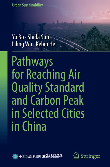 Text: "Urban Sustainability," "Pathways for Reaching Air Quality Standard and Carbon Peak in Selected Cities in China." Autoren und Logos.