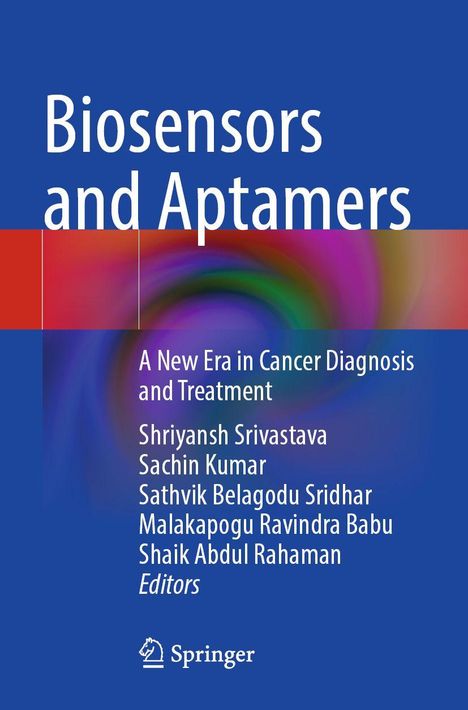 "Biosensors and Aptamers" steht oben, gefolgt von "A New Era in Cancer Diagnosis and Treatment", Autorenliste, Springer-Logo.