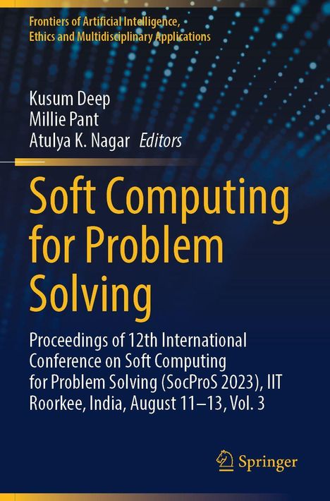 "Soft Computing for Problem Solving" auf blauem Hintergrund, darunter Springer-Logo in Gelb.