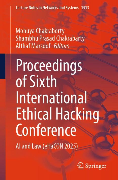 "Proceedings of Sixth International Ethical Hacking Conference. AI and Law (eHaCON 2025)" auf rotem Hintergrund.