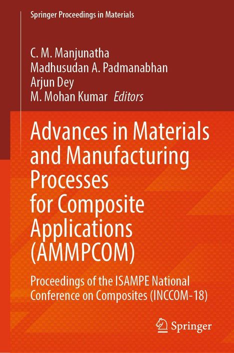 Titel: "Advances in Materials and Manufacturing." Orange Hintergrund mit Autoren und Springer-Logo unten rechts.