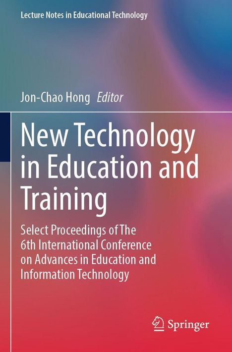 Titel: New Technology in Education and Training. Bunte, verschwommene Farbverläufe. Springer-Logo unten.