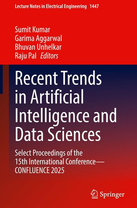 Oben roter Bereich mit weißen Namen der Herausgeber. Unten der Titel: "Recent Trends in AI and Data Sciences", Springer-Logo.