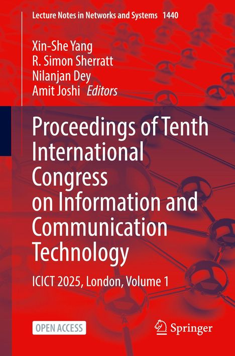 "Proceedings of Tenth International Congress on Information and Communication Technology, ICICT 2025, London, Volume 1."  
Im Hintergrund Verbindungskugeln.
