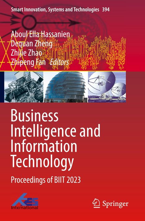 Titel: Business Intelligence and Information Technology, Bilder von Gebäuden und Satellitenschüsseln, Logos von KES und Springer.