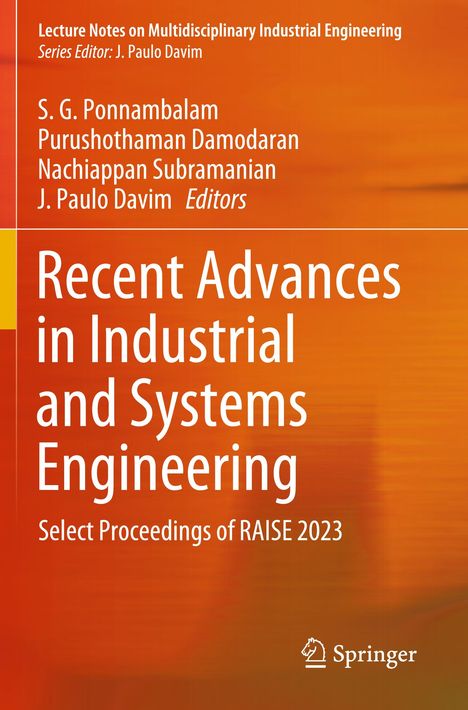 Text auf orangenem Hintergrund: "Recent Advances in Industrial and Systems Engineering". Herausgeber und Serie genannt. Springer-Logo.