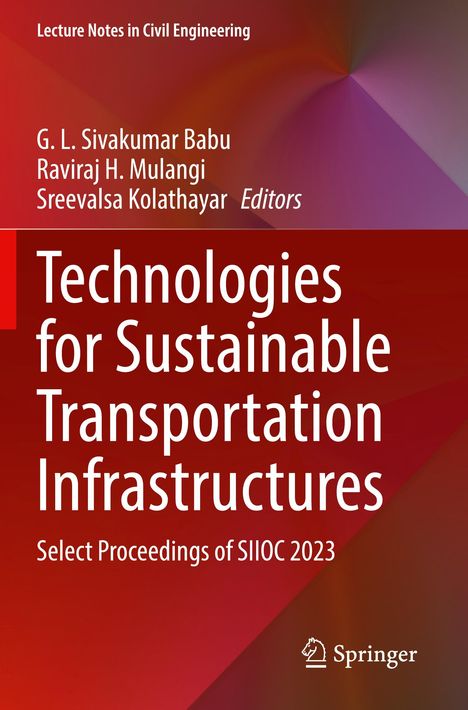 "Technologies for Sustainable Transportation Infrastructures" in Weiß auf rotem Hintergrund. Springer-Logo unten.