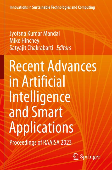 "Recent Advances in Artificial Intelligence and Smart Applications" in weißer Schrift auf orangefarbenem Hintergrund.
