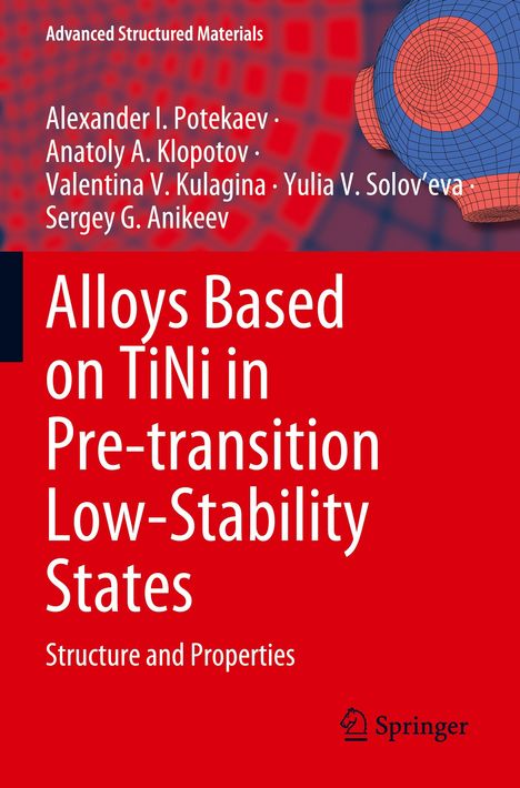 Fachbuchcover mit Autoren und Titel: "Alloys Based on TiNi in Pre-transition Low-Stability States". Springer-Logo unten rechts.