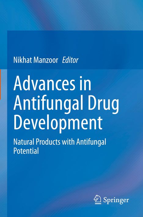 Titel: "Advances in Antifungal Drug Development". 
Blauer Hintergrund, weißer Text. Unten rechts ein Logo.