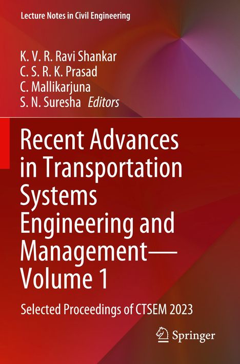 Buchtitel über Verkehrssystemtechnik. Autoren sind K. V. R. Ravi Shankar und andere. Roter Hintergrund, Springer-Logo.