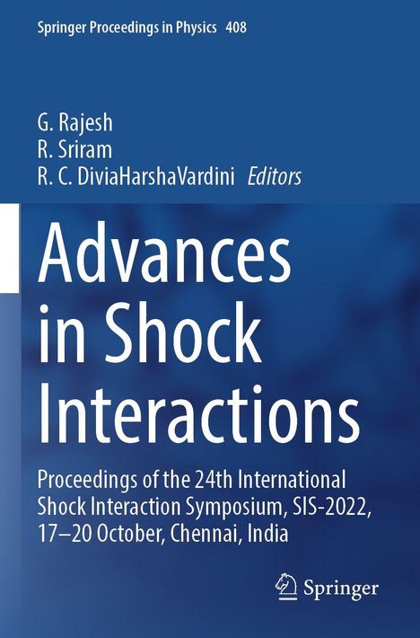 "Advances in Shock Interactions" von G. Rajesh, R. Sriram, R. C. DiviaHarshaVardini; blaues Cover mit Springer-Logo.