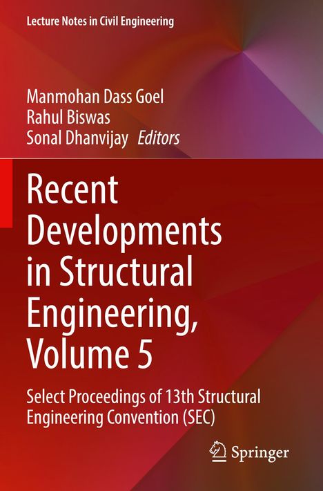 Text: "Recent Developments in Structural Engineering, Volume 5". Roter Hintergrund, geometrisches Design, Springer Logo.