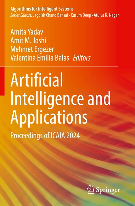 Titel: "Artificial Intelligence and Applications". Herausgeber: Amita Yadav, Amit M. Joshi. Farben: Rot, Orange, Gelb. Springer-Logo.