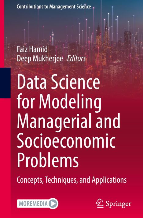 Titel: "Data Science for Modeling Managerial and Socioeconomic Problems". Hintergrund mit Skyline und Lichterlinien.