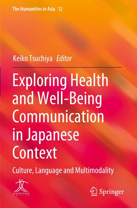Titel: Exploring Health and Well-Being Communication in Japanese Context. Hintergrund: Orange-rot verlaufend. Logos unten.