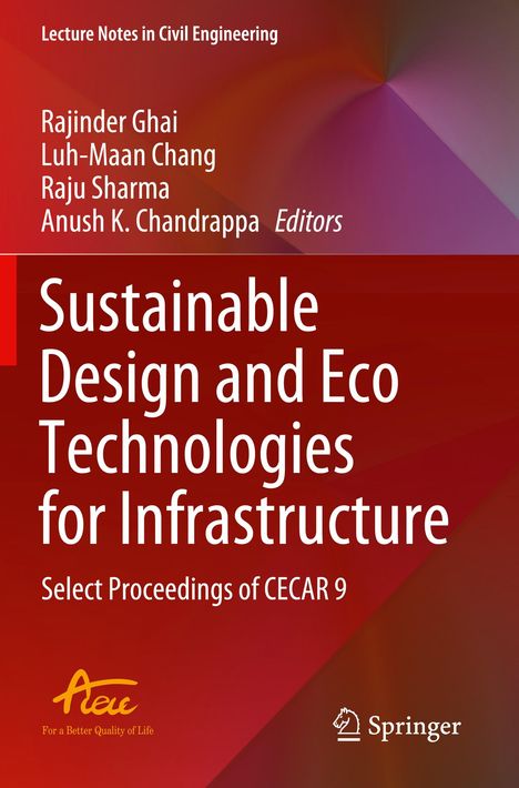 Titel: "Sustainable Design and Eco Technologies for Infrastructure". Autoren: Rajinder Ghai et al. Logos unten.
