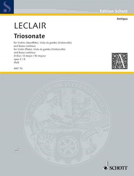 Jean Marie Leclair: Triosonate D-Dur op. 2/8, Noten