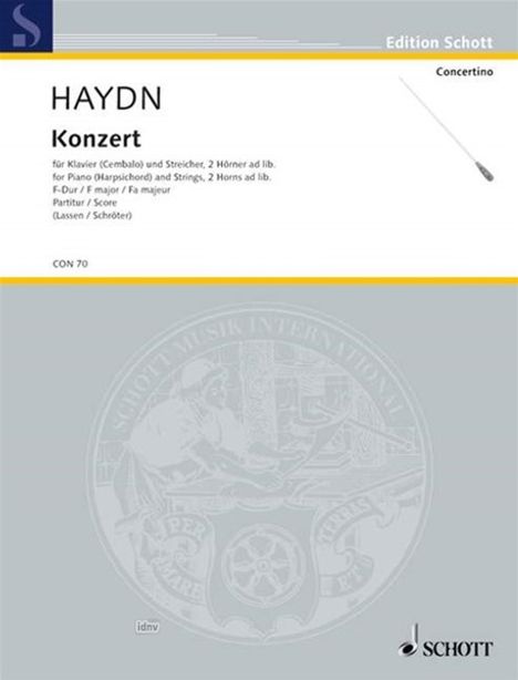 Joseph Haydn: Konzert  F-Dur Hob. XVIII: 3, Noten