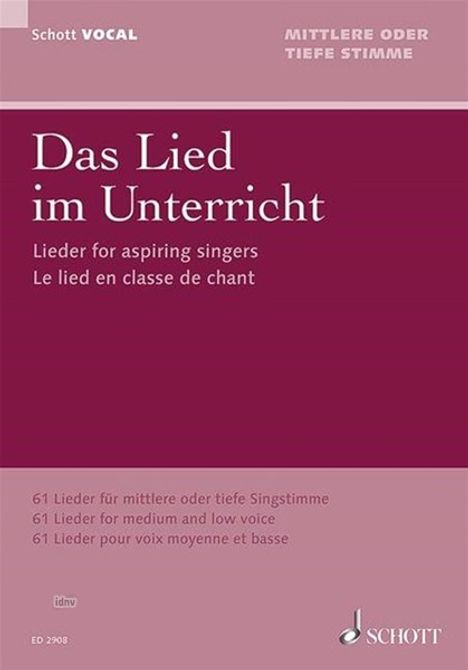 Lied im Unterricht, mittlere / tiefe Stimme, Noten