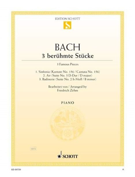 Johann Sebastian Bach: Drei berühmte Stücke, Noten