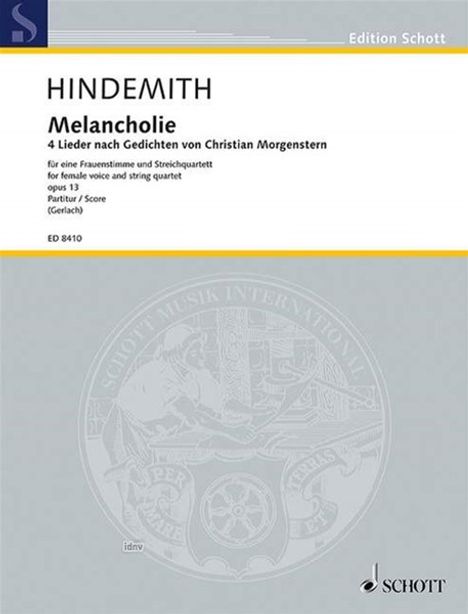 Paul Hindemith: Hindem.,P.          :Melanch...13 /P /FSTi/STRQUAR, Noten