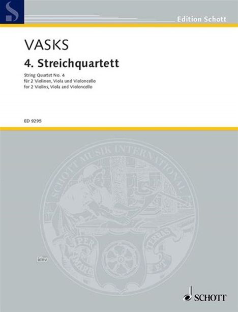Peteris Vasks: 4. Streichquartett, Noten