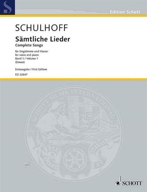 Erwin Schulhoff: Sämtliche Lieder I, Noten