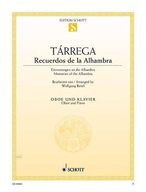 Francisco Tarrega: Recuerdos de la Alhambra, Noten