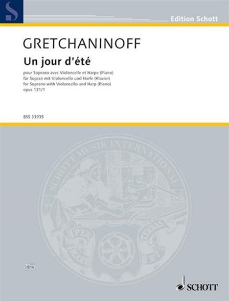 Alexander Gretschaninoff: Un jour d'ete op. 131/1, Noten