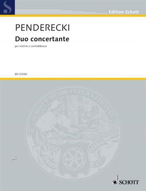 Krzysztof Penderecki: Duo concertante, Noten