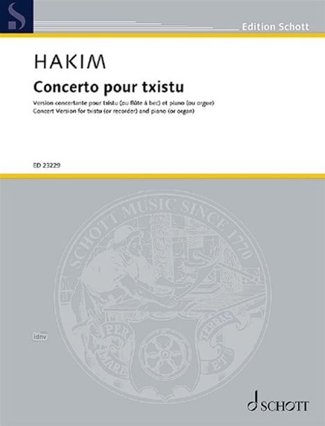 Naji Hakim: Concerto pour txistu (2016), Noten