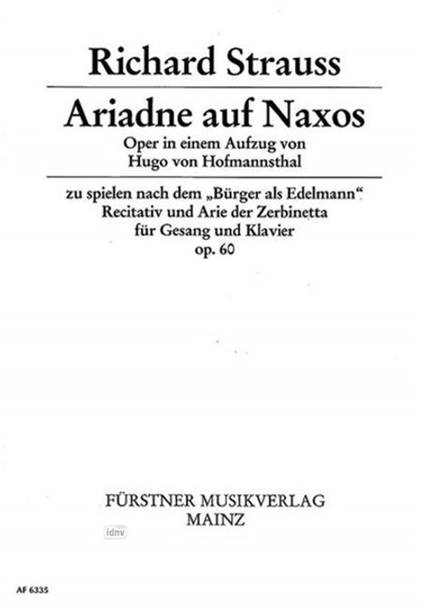 Richard Strauss: Ariadne auf Naxos op. 60 (1912), Noten