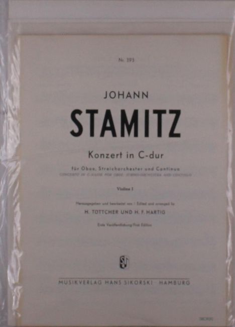 Johann Stamitz: Konzert C-Dur, Noten