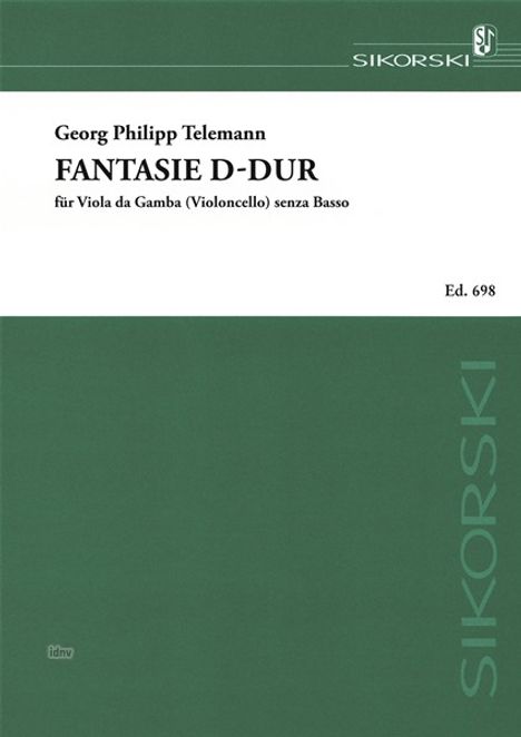 Georg Philipp Telemann: Fantasia für Viola da gamba (oder Violoncello) senza basso D-Dur TWV 40:26-37 (?), Noten