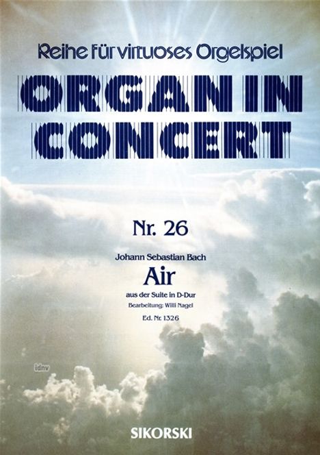 Johann Sebastian Bach: Air aus der Suite in D-Dur für elektronische Orgel, Noten