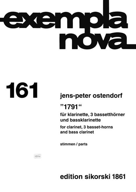 Jens-Peter Ostendorf: 1791 für Klarinette, 3 Bassetthörner und Bassklarinette, Noten