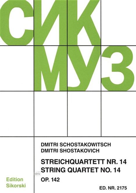 Dmitri Schostakowitsch: Streichquartett Nr. 14 op. 142, Noten