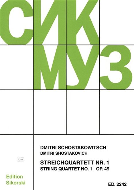 Dmitri Schostakowitsch: Streichquartett Nr. 1 op. 49, Noten