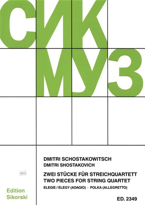 Dmitri Schostakowitsch: Schostak.,D.        :2 Stück... /P/SS /StrQuar /KT, Noten