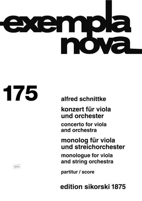 Alfred Schnittke: Konzert / Monolog für Viola und Orchester / für Viola und Streichorchester, Noten
