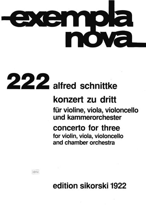 Alfred Schnittke: Konzert zu dritt / Menuett für Violine, Viola, Violoncello und Streichorchester / Streichtrio, Noten