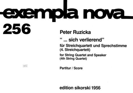 Peter Ruzicka: ...sich verlierend, Noten