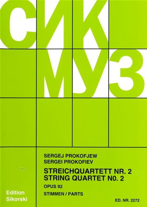 Sergej Prokofjew: Streichquartett Nr. 2 auf kaba, Noten