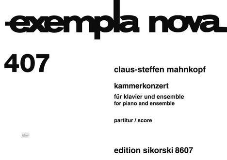 Claus-Steffen Mahnkopf: Kammerkonzert, Noten