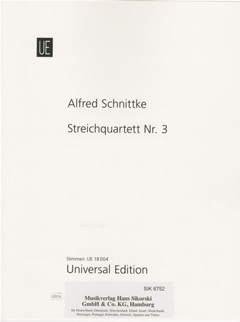 Alfred Schnittke: Streichquartett Nr. 3, Noten