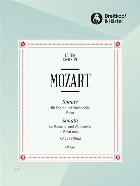 Wolfgang Amadeus Mozart: Mozart, Wolfgang Ama:Sonate B-dur KV 292 (196c, Noten