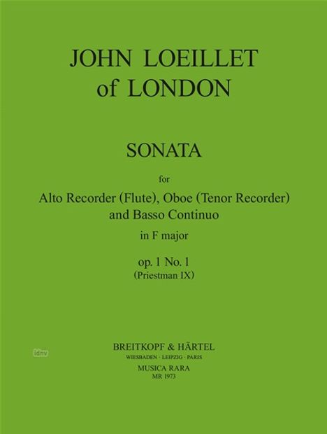 Jean Baptiste Loeillet de Gant: Sonate in F op. 1/1, Noten